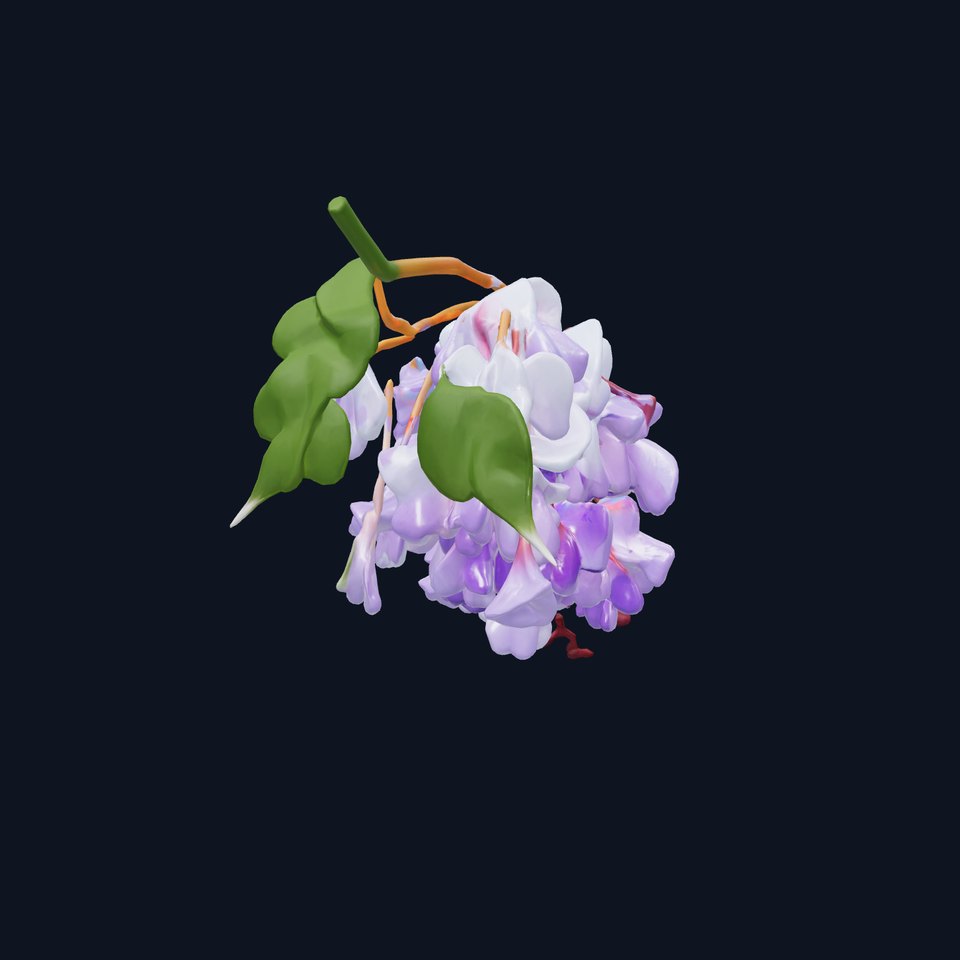 Bicolor Wisteria Petals 3D Model Pack