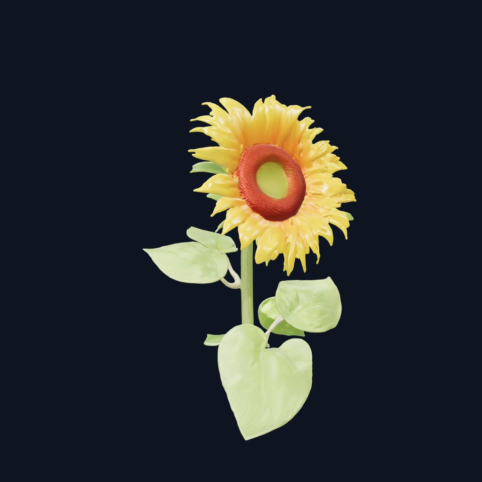 Dwarf Sunflower Decorative Plant 3D Model Pack
