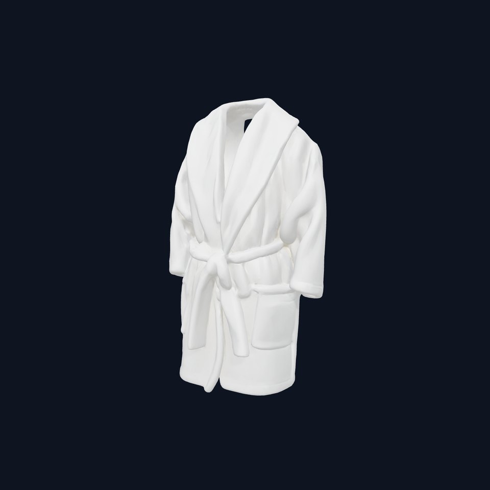 Luxury Bathrobe Fluffy Shawl Collar White Cotton model pack