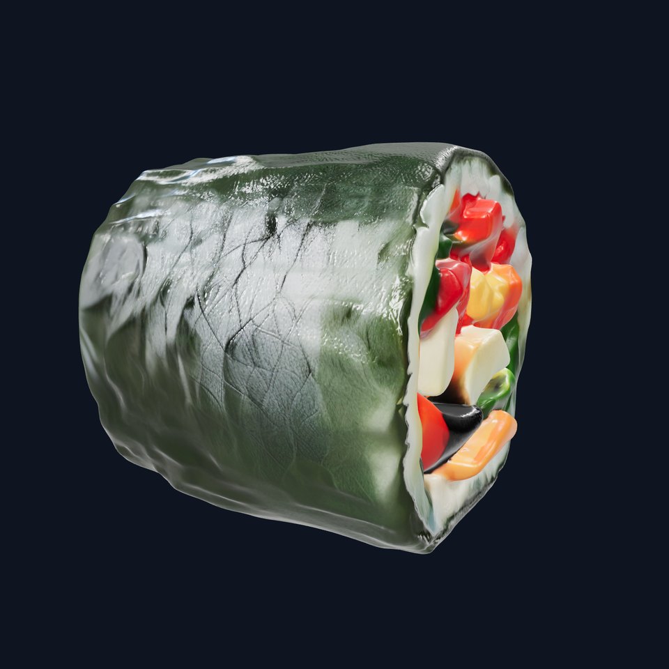 Korean Gimbap Roll Textured 3D Model Pack