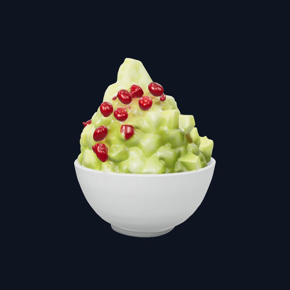 Korean Matcha Bingsu Dessert 3D Model Pack