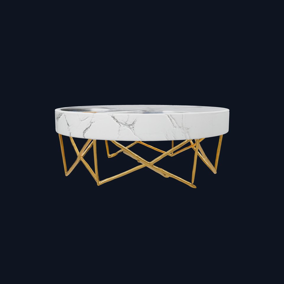 Chic Marble Coffee Table with Gold Geometric Legs model pack