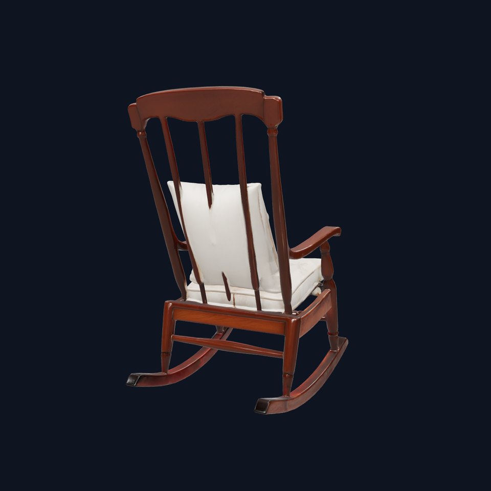 Handcrafted Wooden Rocking Chair with Cushions model pack