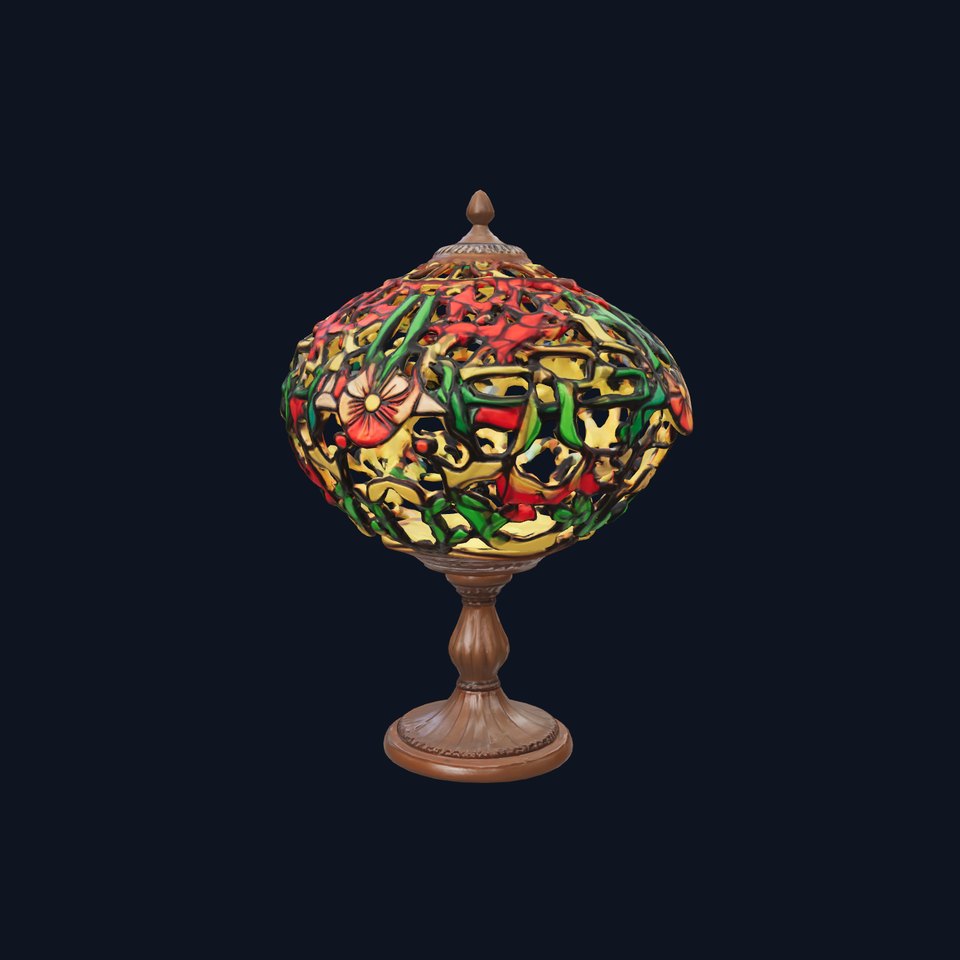 Intricate Floral Stained Glass Lamp model pack
