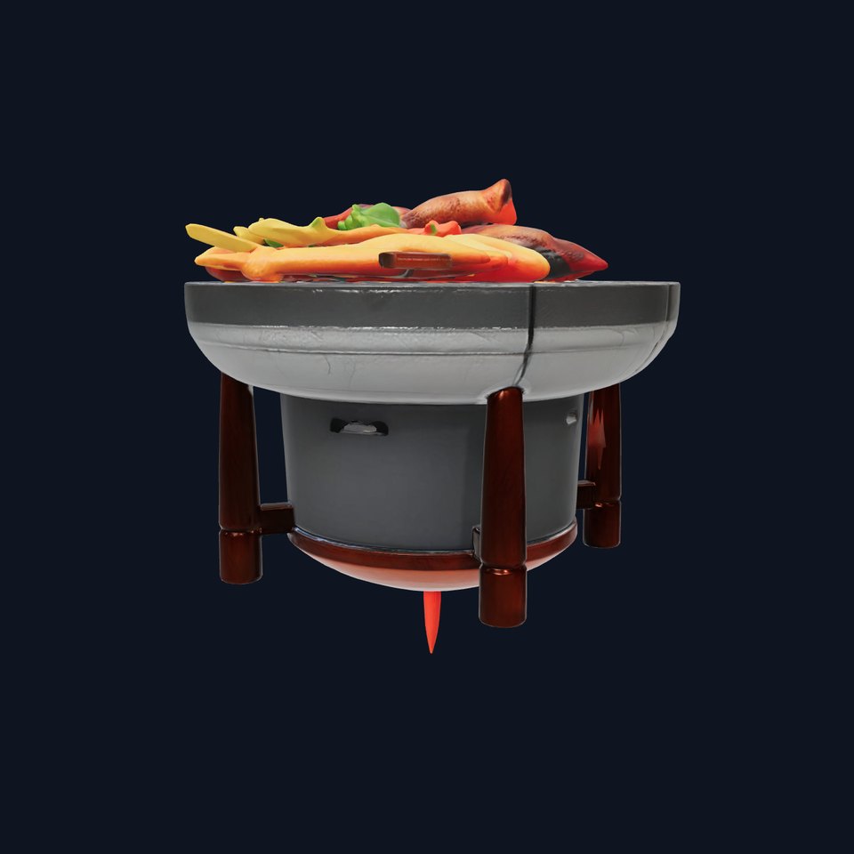 Korean BBQ Grill Table Photorealistic Model Pack