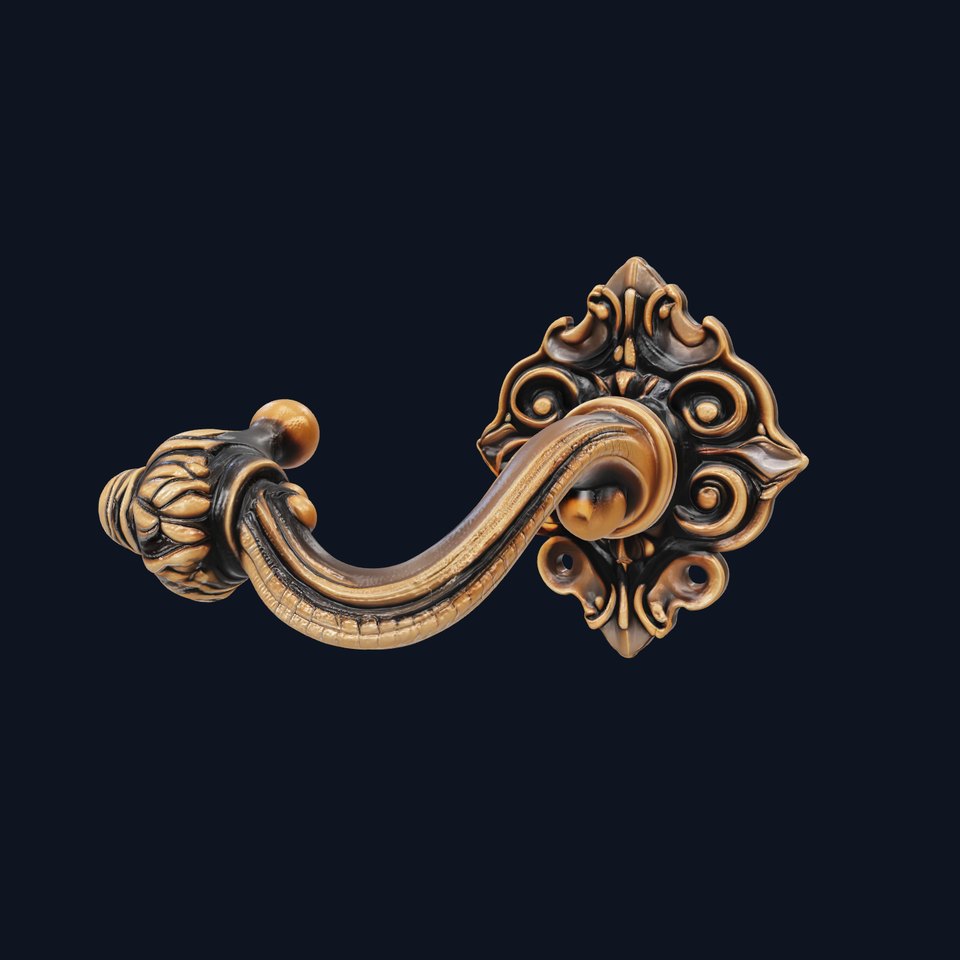 Baroque Style Ornate Door Handle model pack