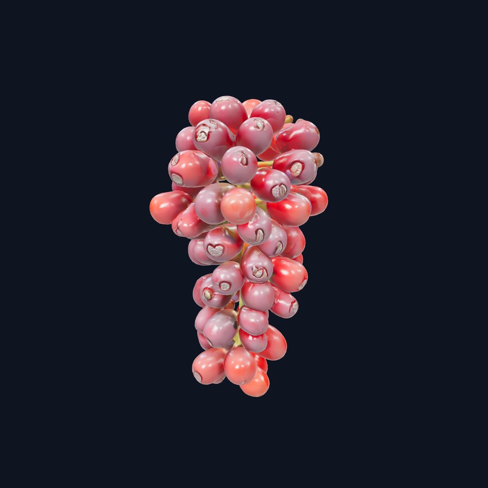 Realistic Red Grape Bunch 3D model pack