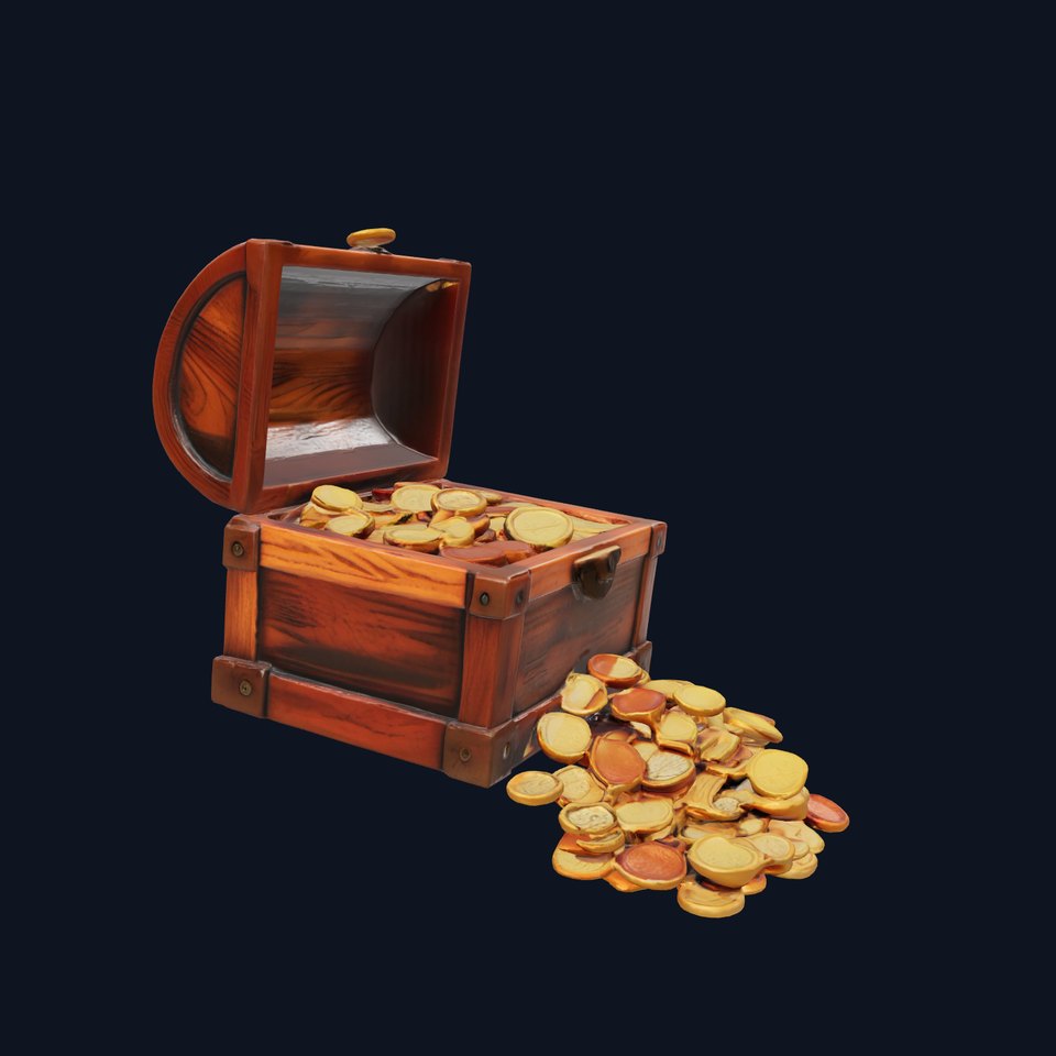 Treasure Chest with Gold and Silver Coins model pack
