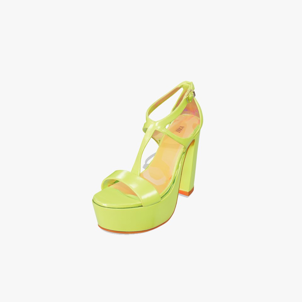Neon Green Platform Sandal Glossy Heel model pack