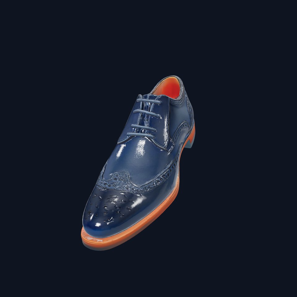 Elegant Dark Blue Wingtip Brogue Shoe model pack