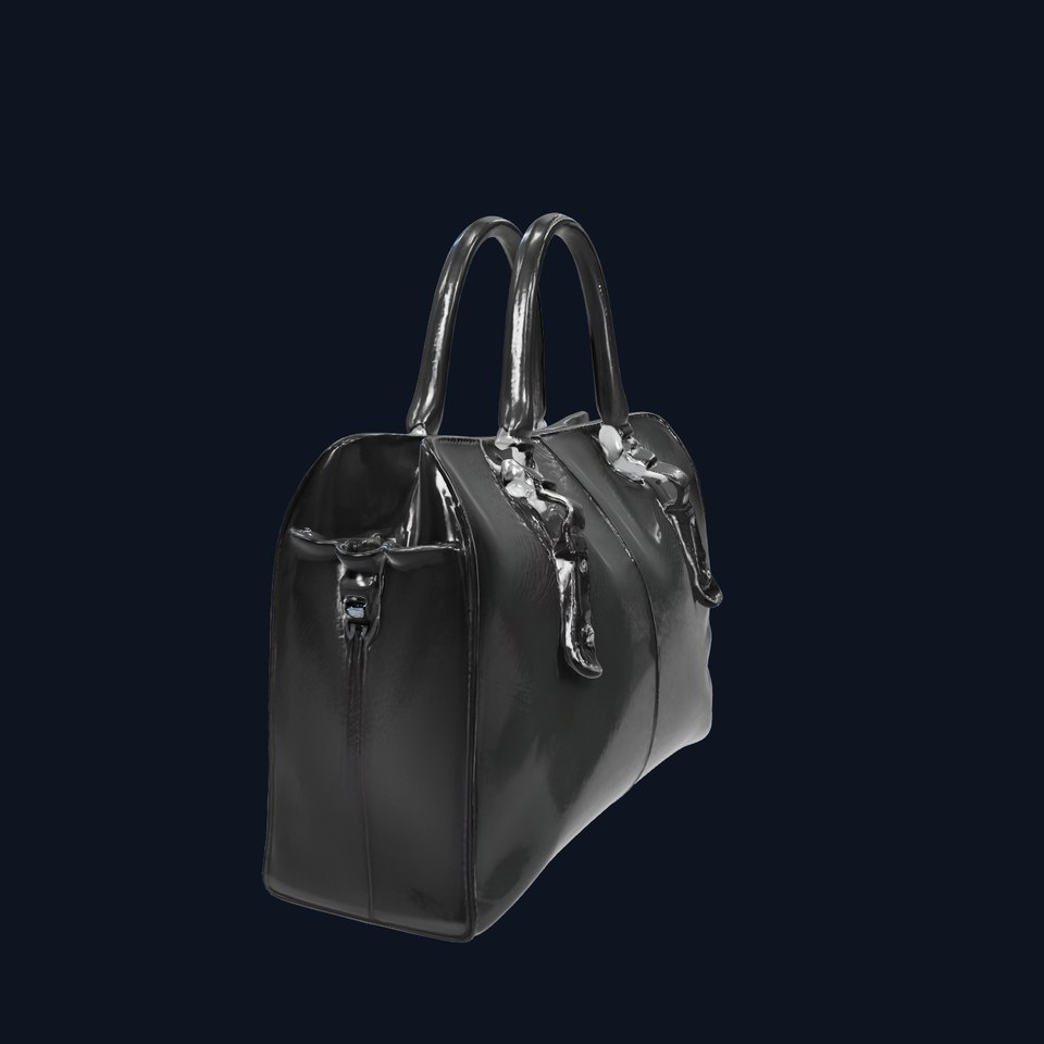 Glossy Black Leather Handbag Model Pack