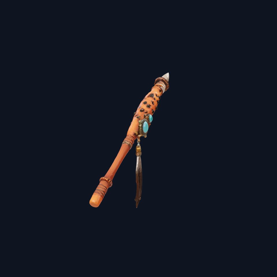 Ancient Cedar Shamans Staff with Turquoise Gem model pack