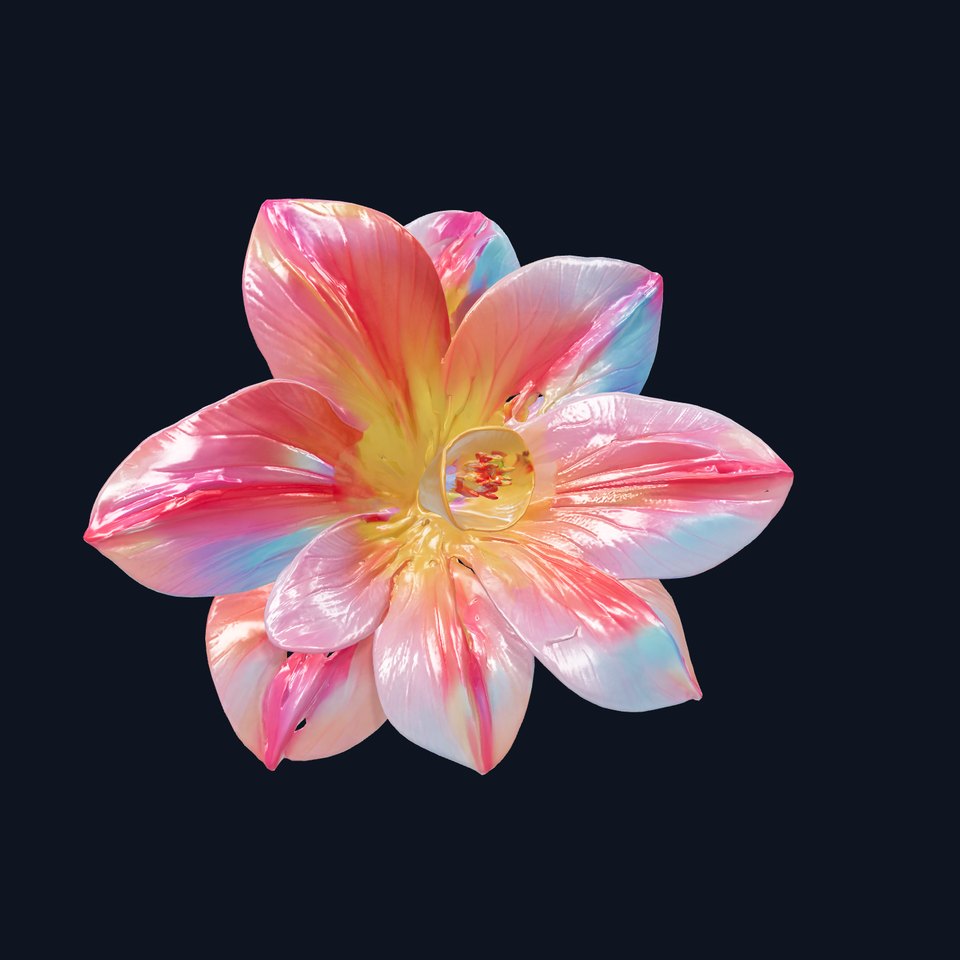 Iridescent Ethereal Flower with Veined Petals model pack