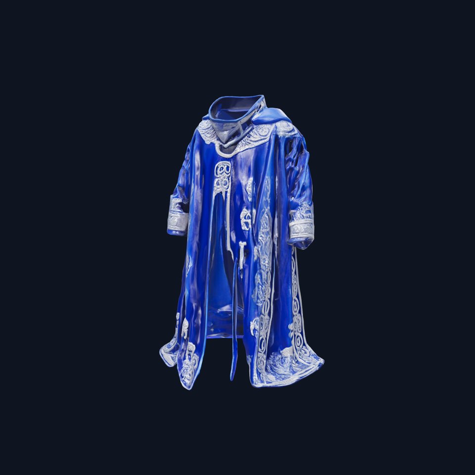 Sapphire Wizards Robe with Silver Embroidery model pack