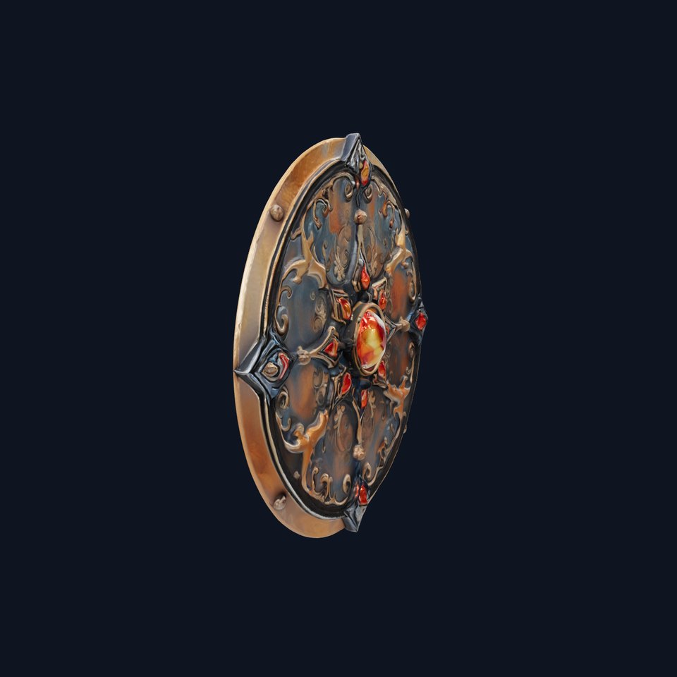 Enchanted Bronze Shield with Topaz Stones model pack