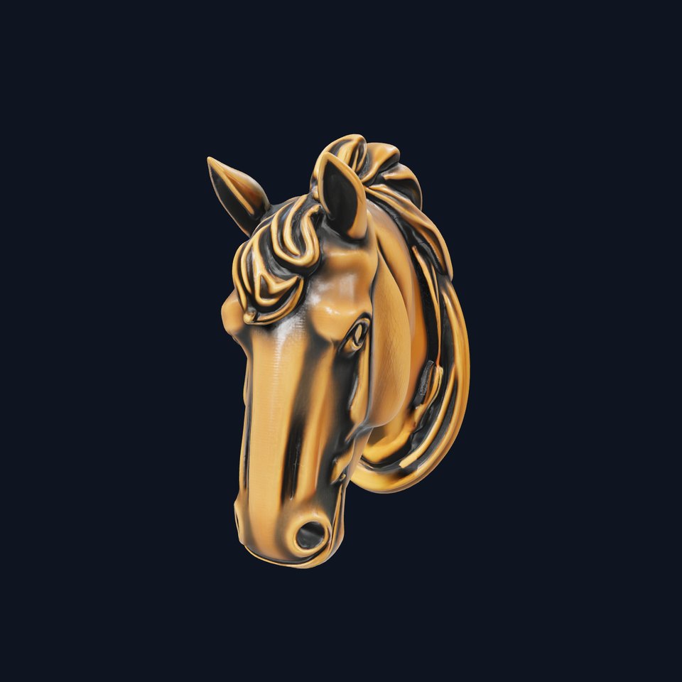 Elegant Bronze Horse Head Door Handle model pack