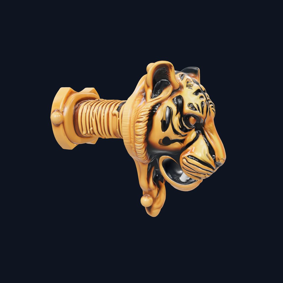 Bronze Tiger Head Door Handle model pack