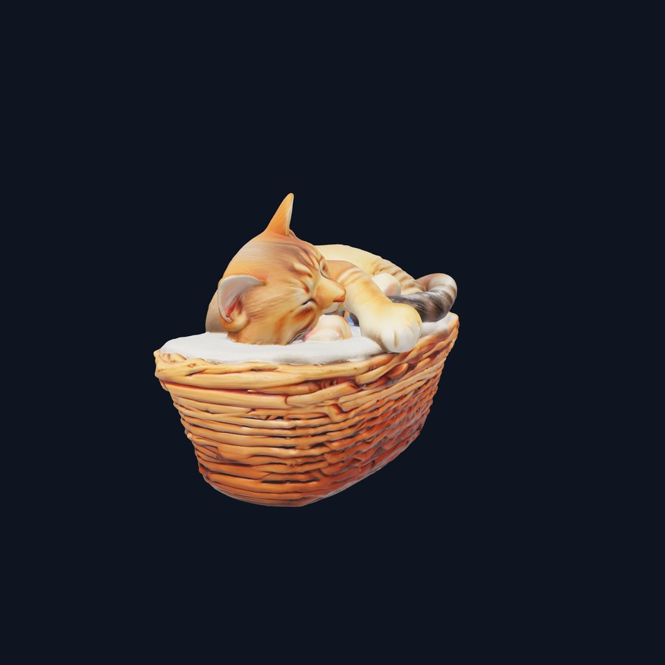 Sleeping Cat in Basket Luxurious model pack
