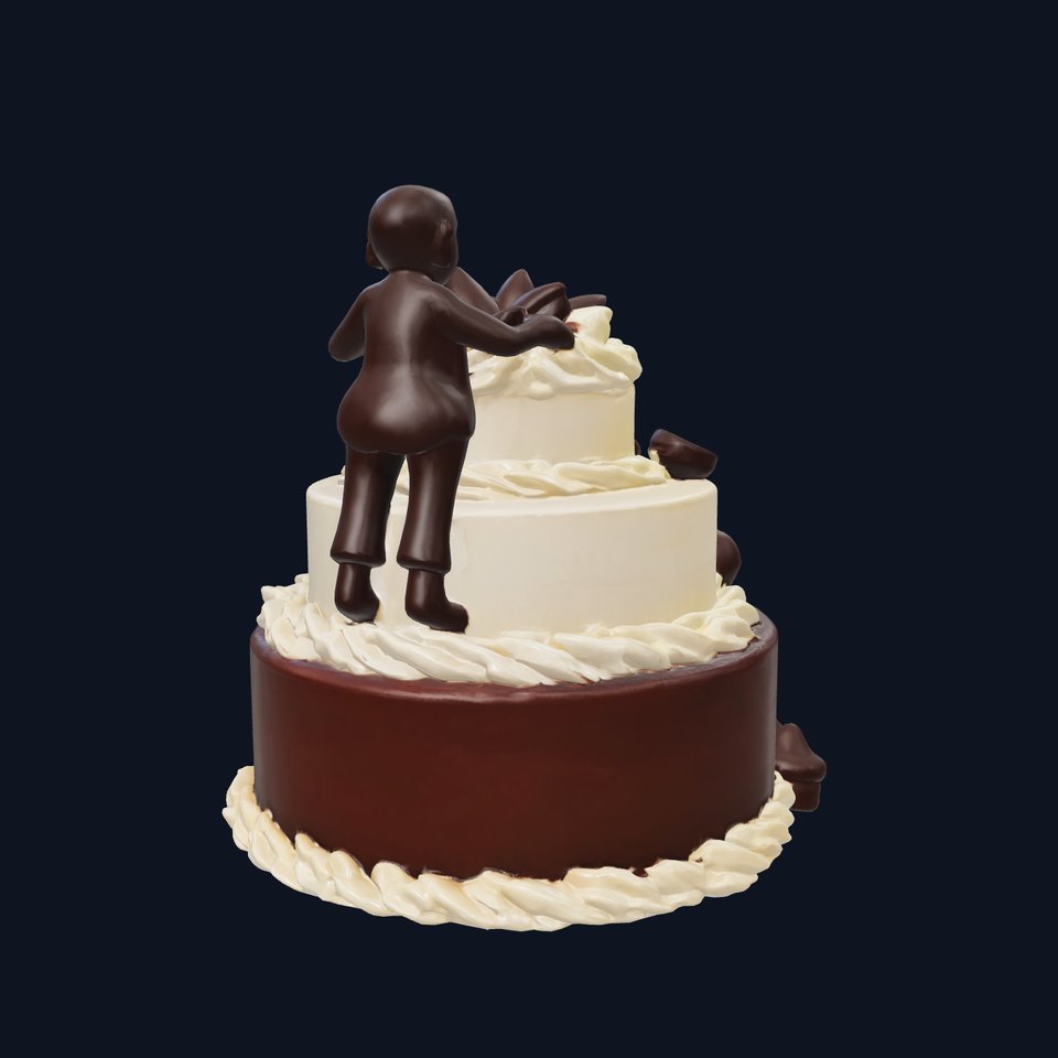 ThreeTier Chocolate Figurine Cake with Chocolate Molds model pack