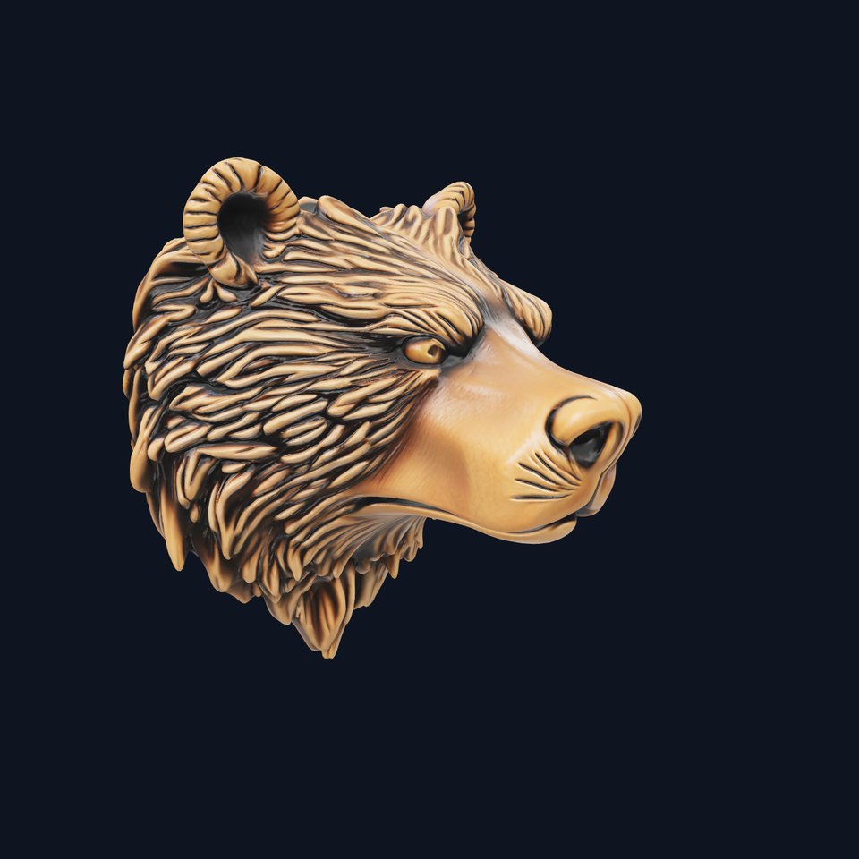 Enigmatic Bear Head Door Knocker Bronze model pack