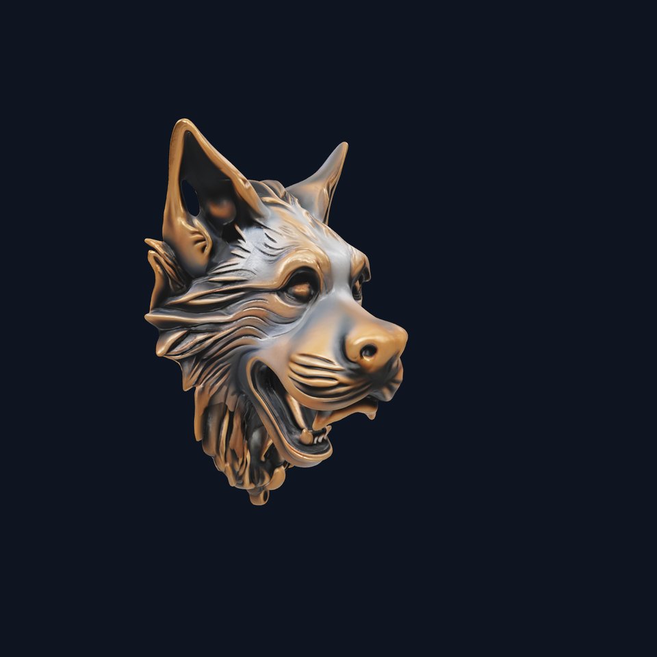 Wolf Head Bronze Door Knocker Sculpture model pack
