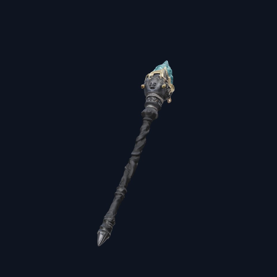 Dark Ancient Scepter with Ethereal Gem model pack