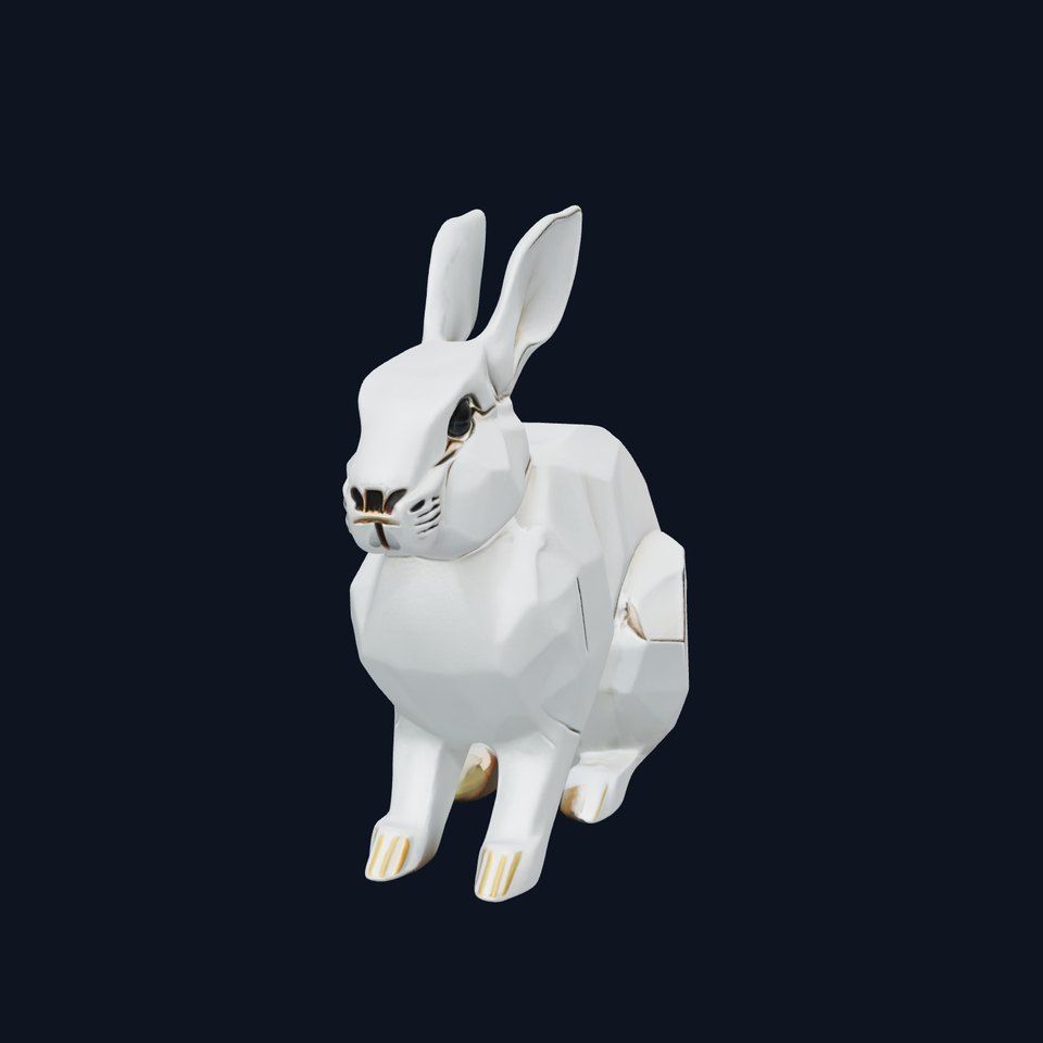 Polygonal Hare with Silver Accents model pack
