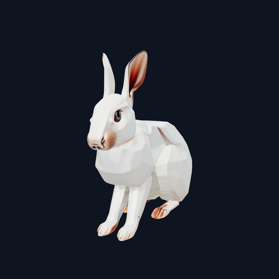 Geometric Polygonal Hare with Metallic Finish model pack