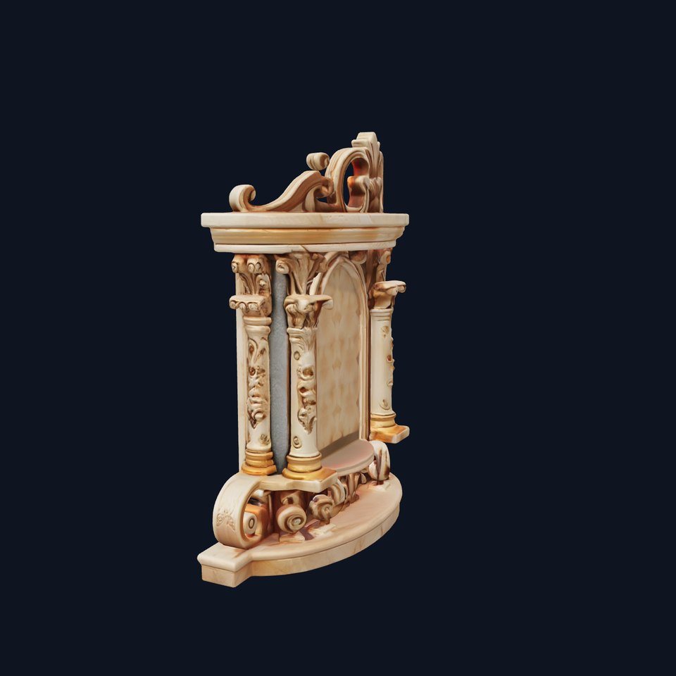 Baroque Grotto Sculpture with Luxurious Curls model pack