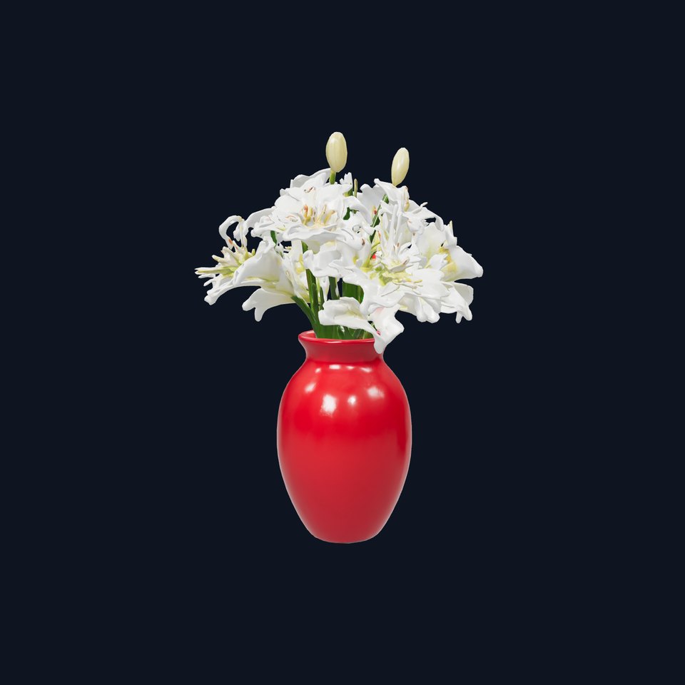 Luminous Red Vase with White Lilies model pack