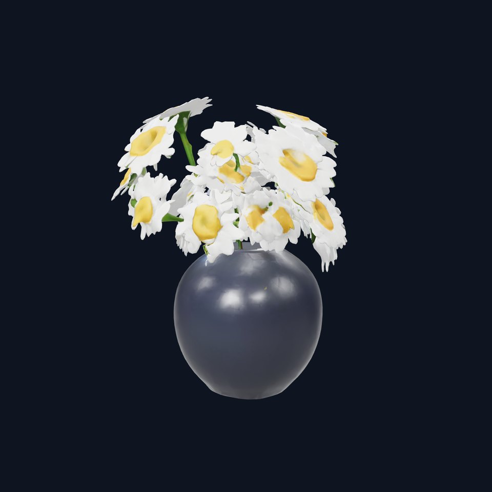 Modern Black Vase with Daisies model pack