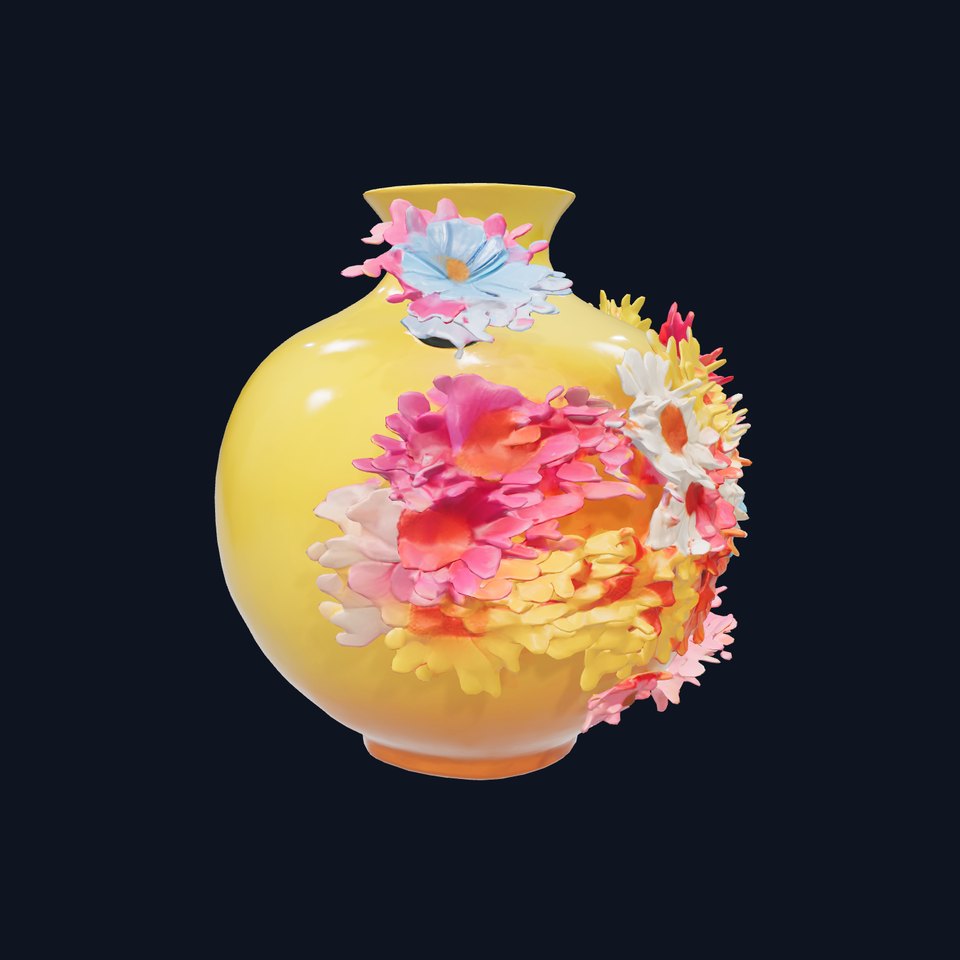 Vibrant Daisy Floral Vase model pack