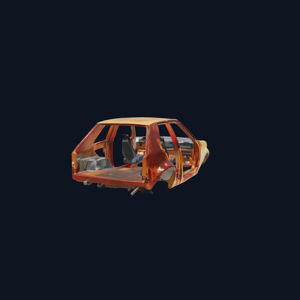 Rusty Charred Car Body Model Pack with Detailed Rust Texture