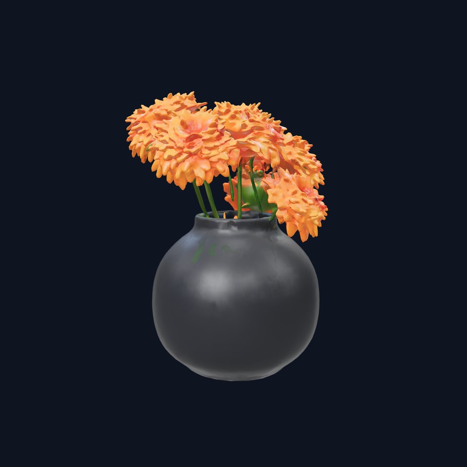 Modern Ceramic Vase with Marigold Flowers model pack