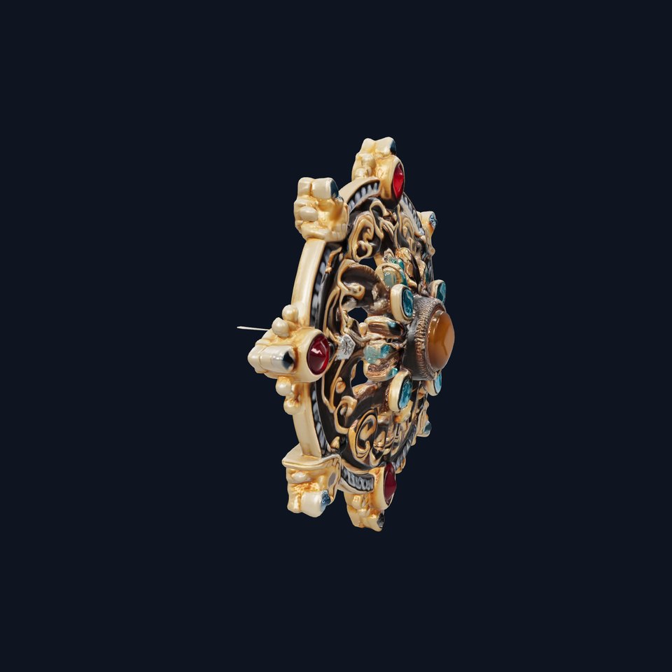 Medieval Brooch with Precious Gems model pack