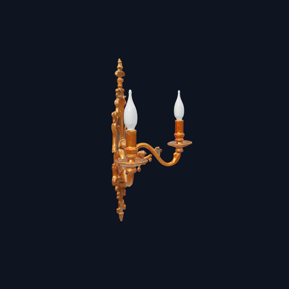 Ancient Castle Wall Sconce with Gilded Floral Motifs model pack