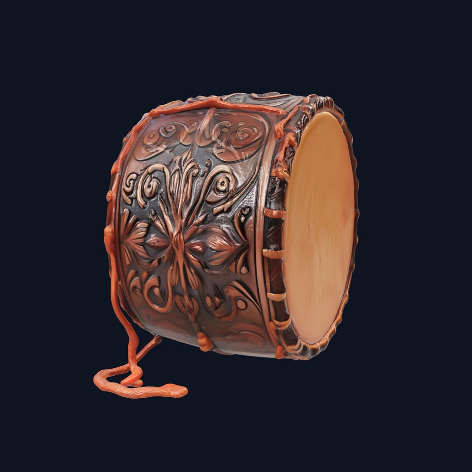 Traditional African Drum Sculpture Model Pack