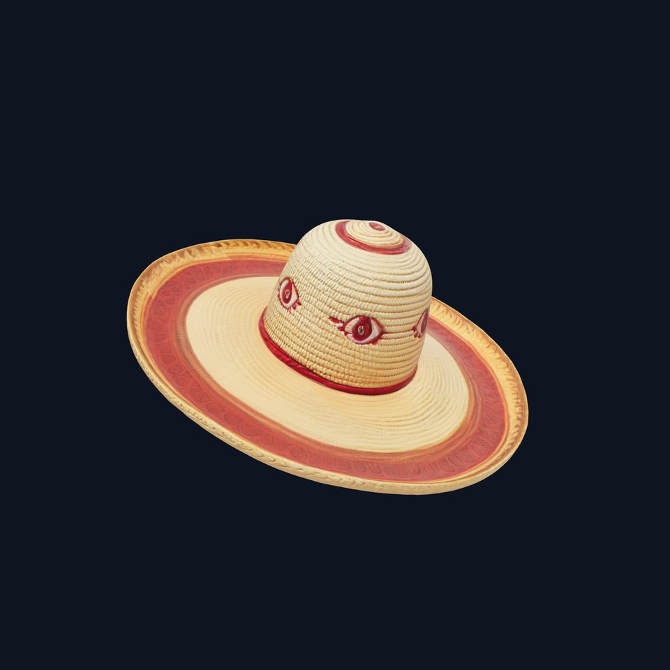 Mexican Sombrero D model pack with decorative patterns