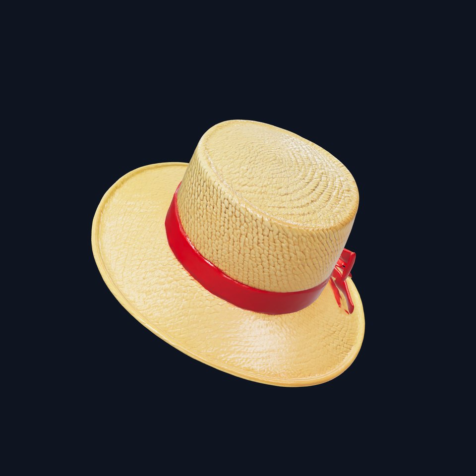 Italian Gondolier Straw Hat Classic Design Model Pack