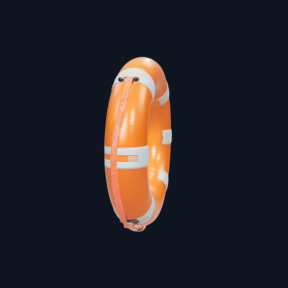 Realistic Lifebuoy with Reflective Stripes Model Pack