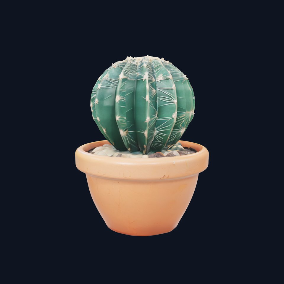 Opuntia Cactus in Clay Pot model pack