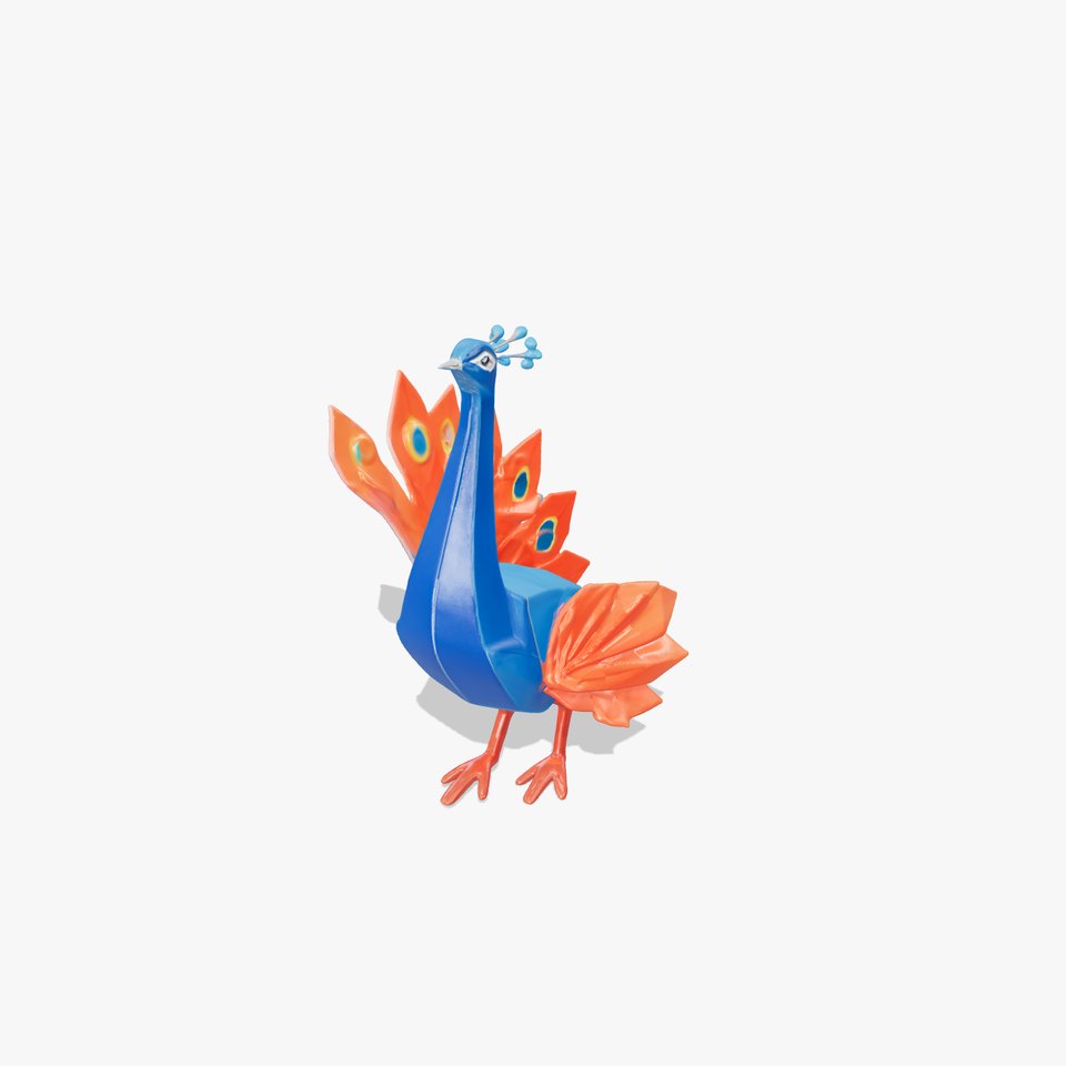 Colorful Peacock Origami D Model Pack