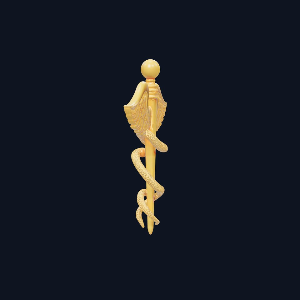 Golden Caduceus Model Pack for Medical Visualizations