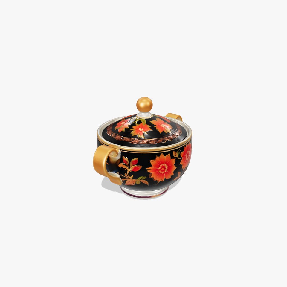 Ornate Floral Ceramic Teapot Model Pack