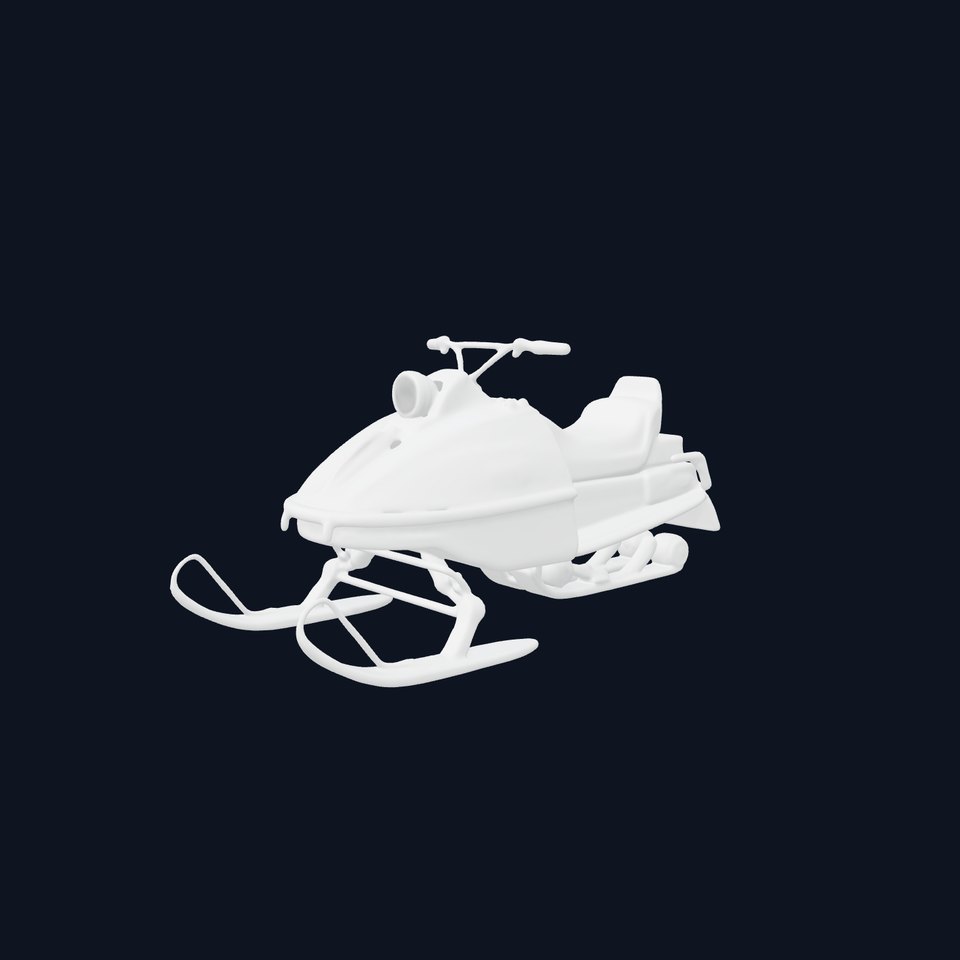 Classic Red Snowmobile D Model Pack with Three Levels of Detail