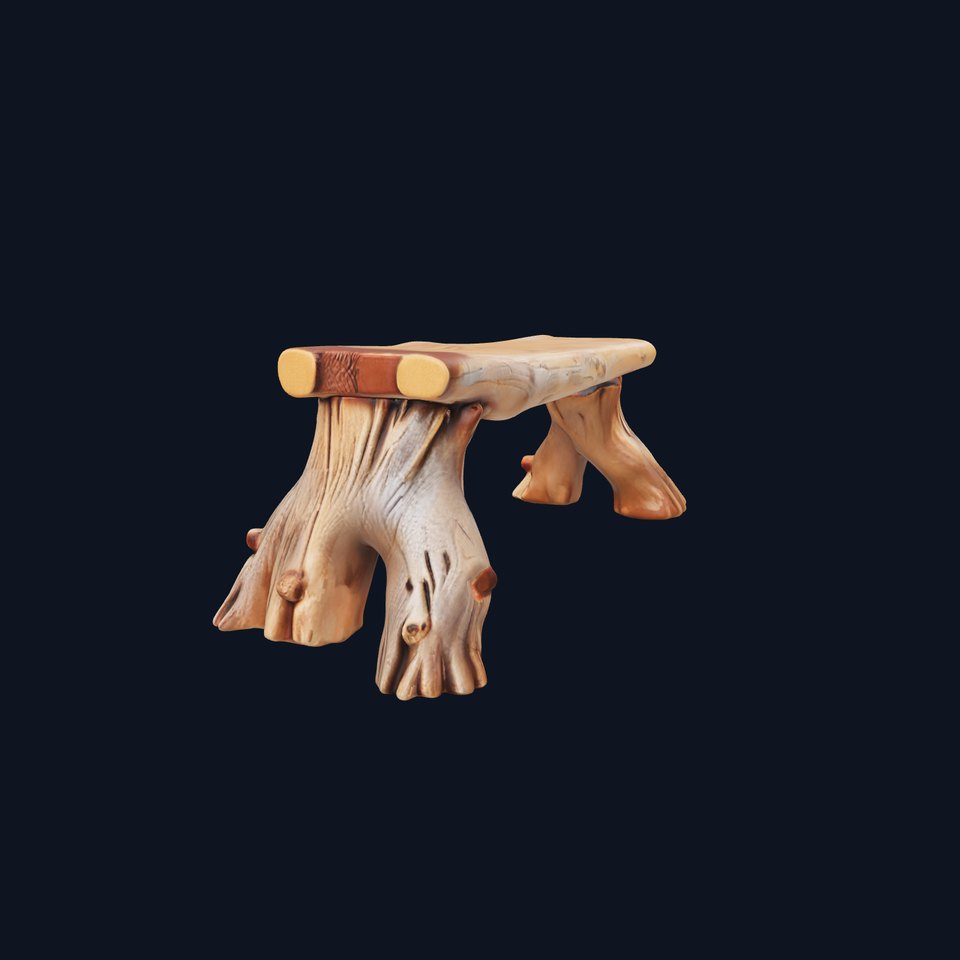 Rustic Wood Bench Model Pack with Natural Tree Trunk Legs