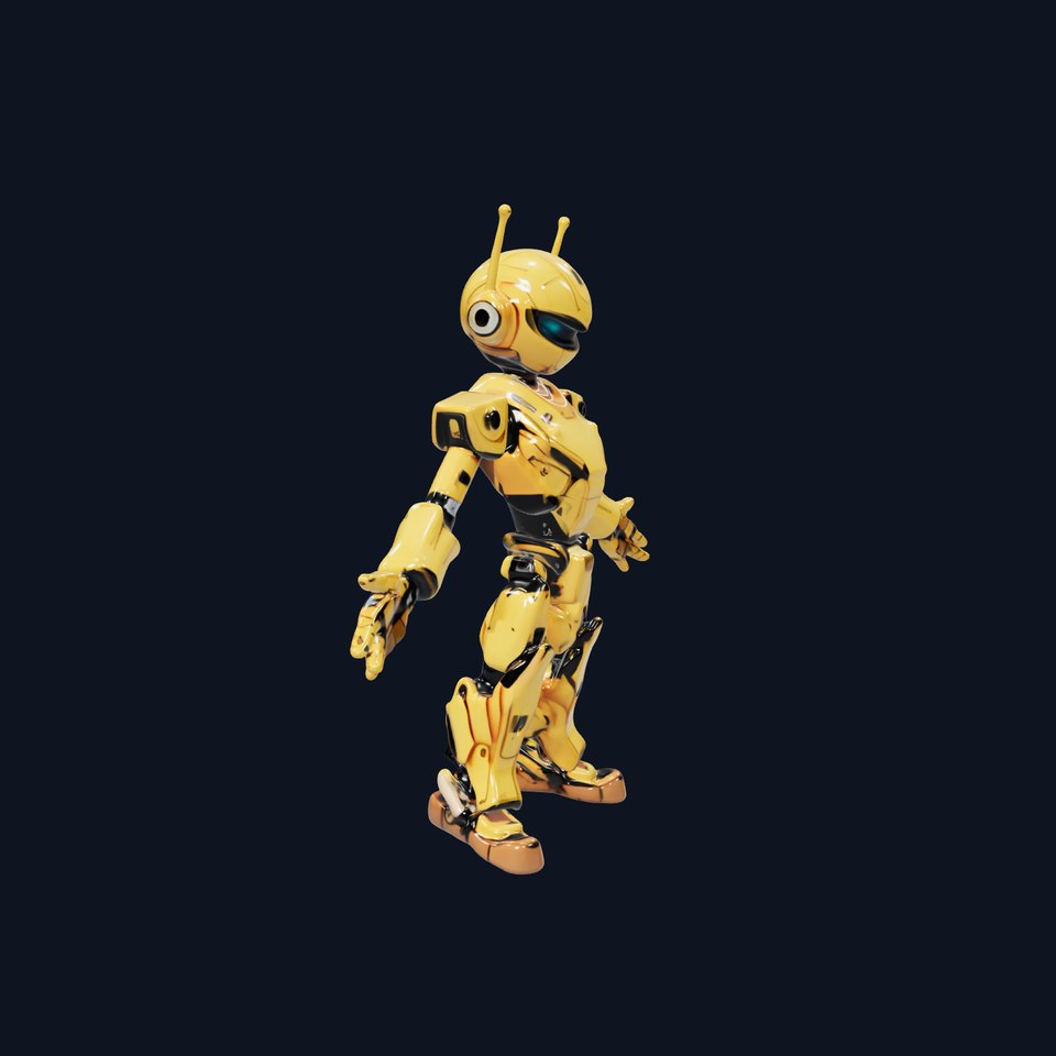 RiggedGolden Cyberbot Advanced Robotic GameReady Character Model