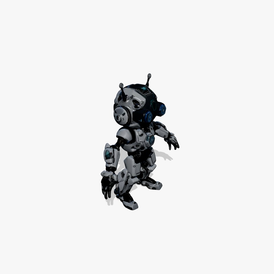 Futuristic Robotic Companion with LED Eyes and Antennas