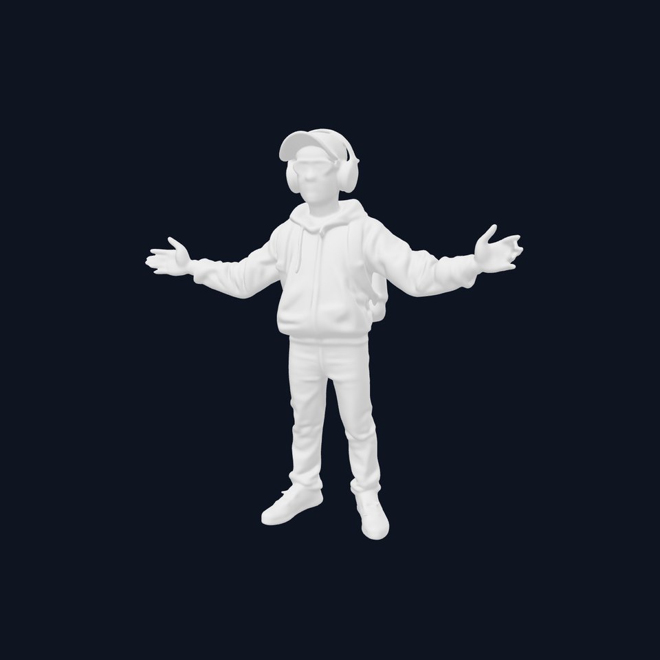 Hip Young Gamer Boy D Character Model in Casual Outfit with Headphones