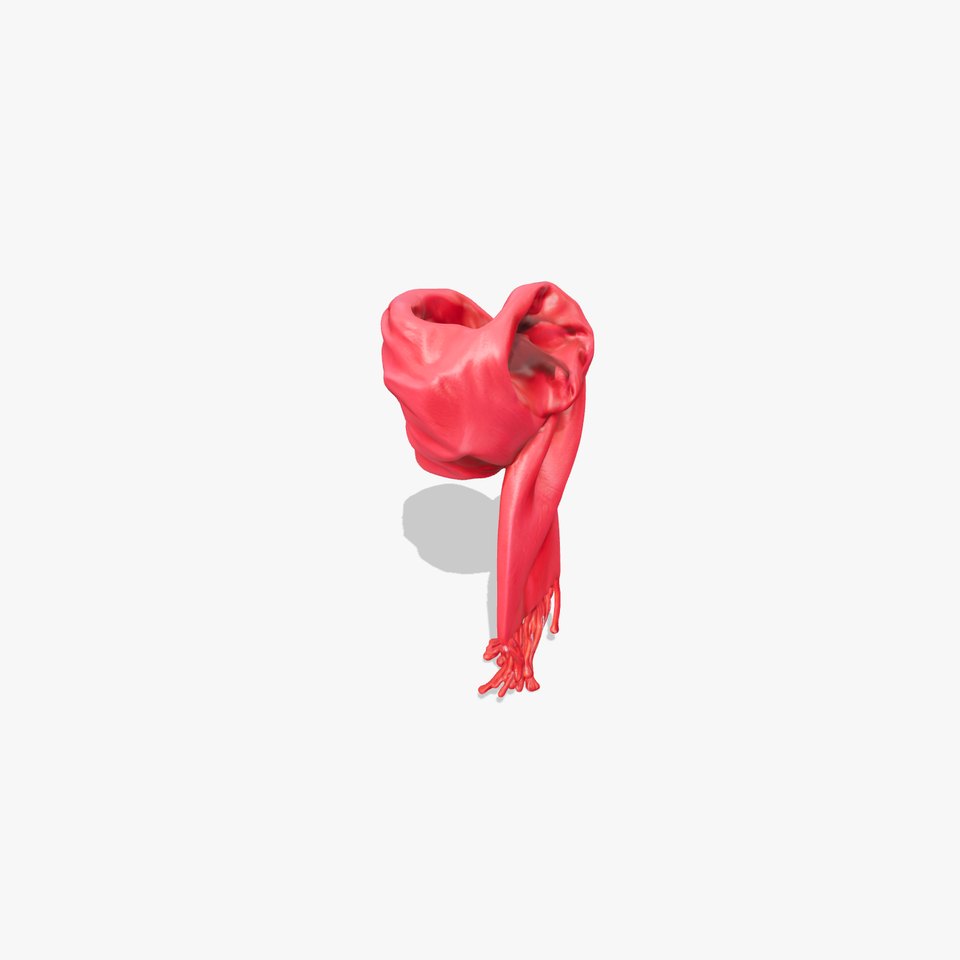Cozy Red Winter Scarf D Model Pack